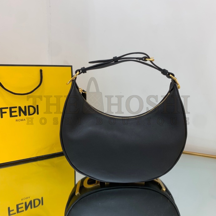 F**di Women F**digraphy Small Black Leather Bag-Black size:24.5 cm Master Quality