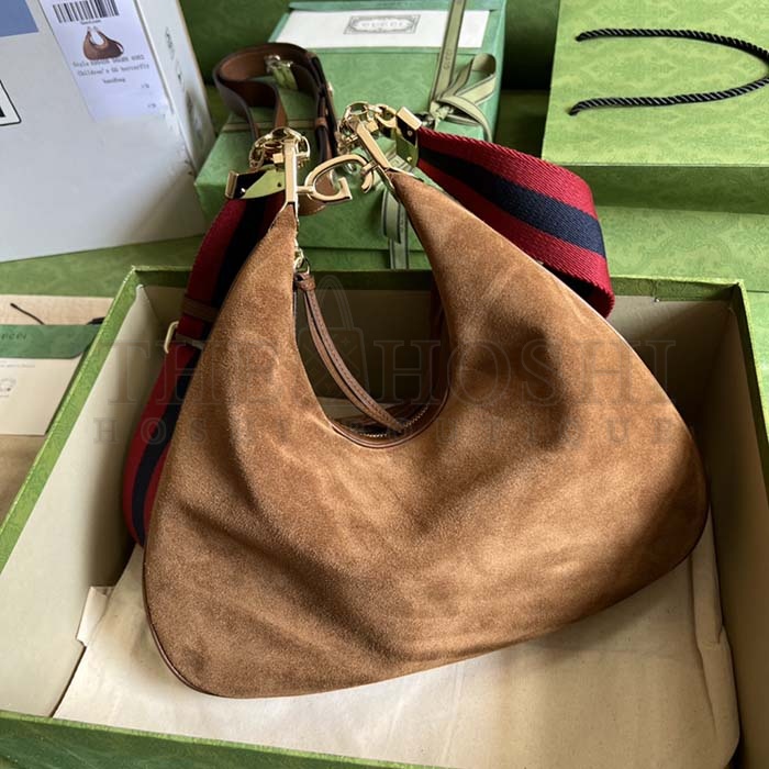 Gvc*1 Women Attache Large Shoulder Bag Dark Brown Suede Master Quality