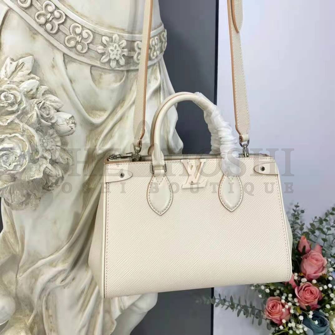 L0vis Vvtt0n LV Women Grenelle Tote MM Bag Galet Gray Epi Grained Cowhide Leather Master Quality