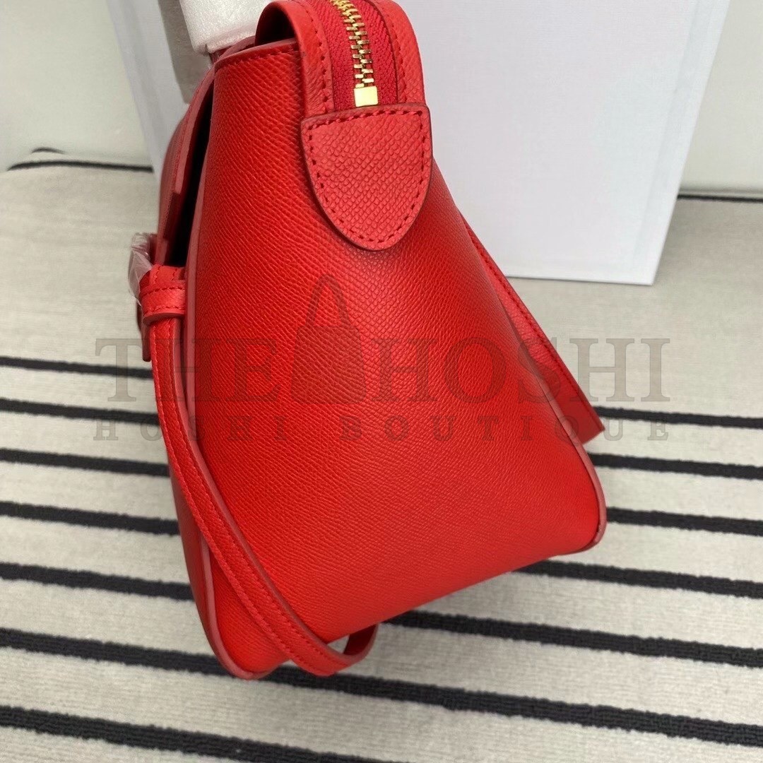 Ce1i*e Belt Mini Bag In Red Grained Calfskin Master Quality