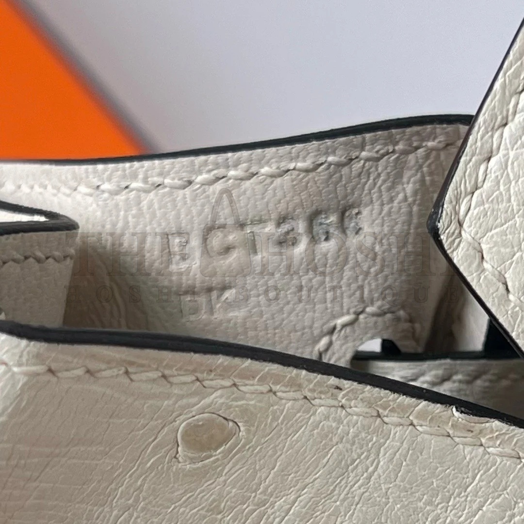 H**me5 Birkin 25 Retourne Handmade Bag In Beton Ostrich Leather Master Quality