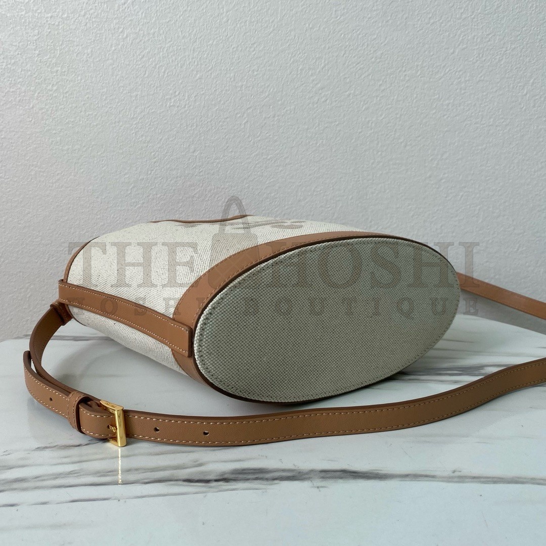 Pra*a Mini Buckle Bag in Linen Blend and Leather Master Quality