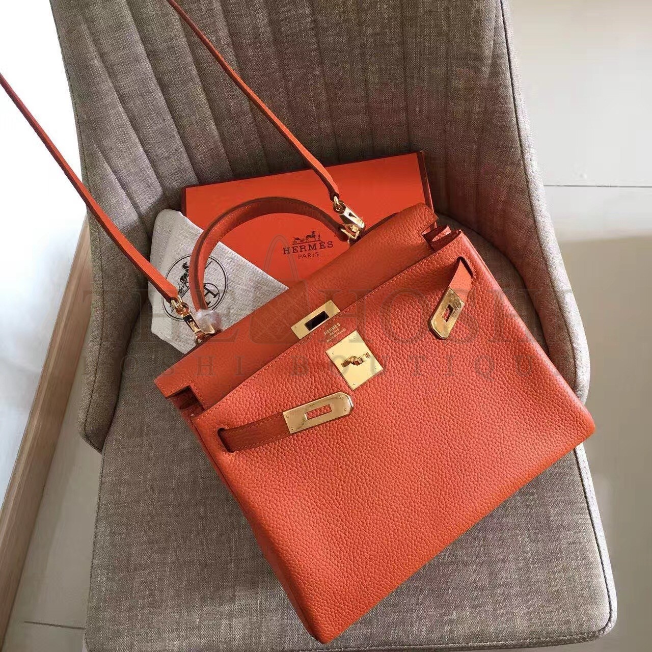 H**me5 Orange Clemence Kelly Retourne 32cm Handmade Bag Master Quality