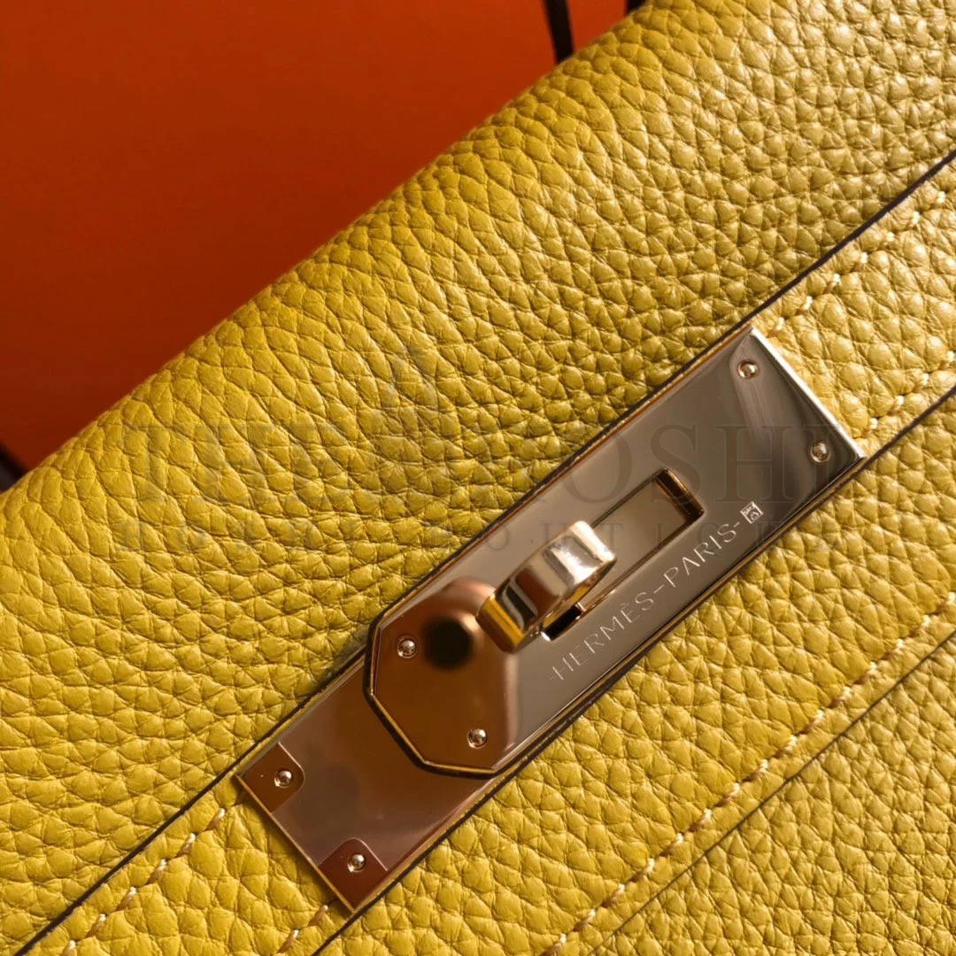 H**me5 Kelly 28cm Retourne Bag in Yellow Clemence Leather GHW Master Quality