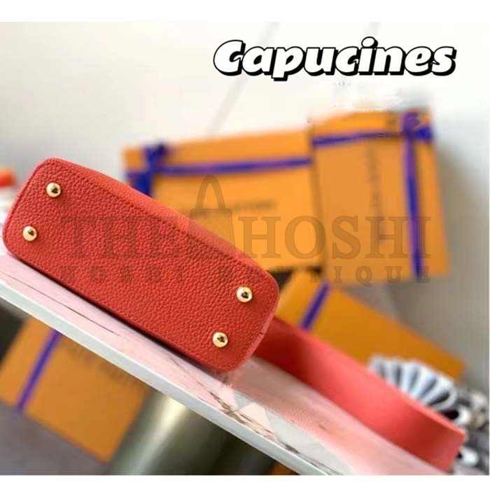 L0vis Vvtt0n LV Women Capucines Mini Handbag Orange Taurillon Leather Python Skin Master Quality