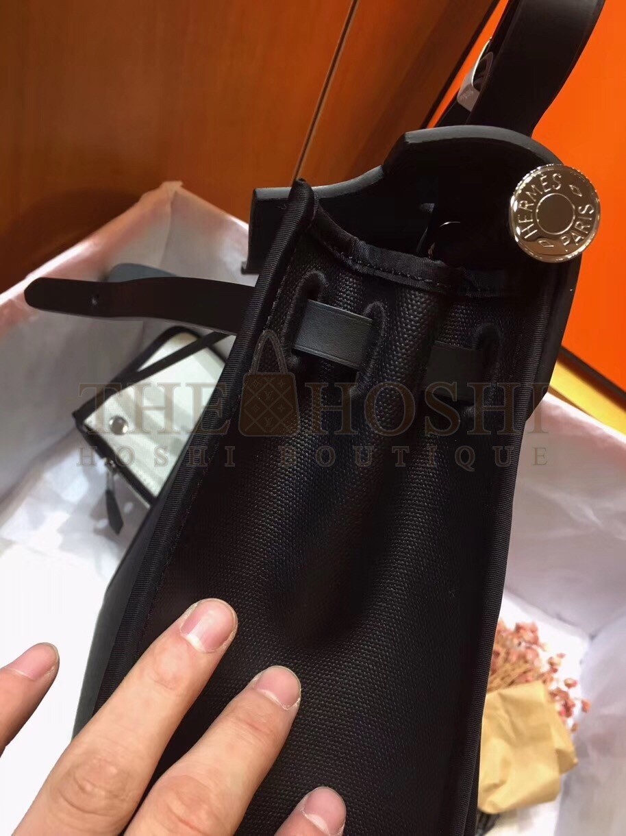 H**me5 Herbag Zip 31cm Bag In Black Leather And Toile Master Quality