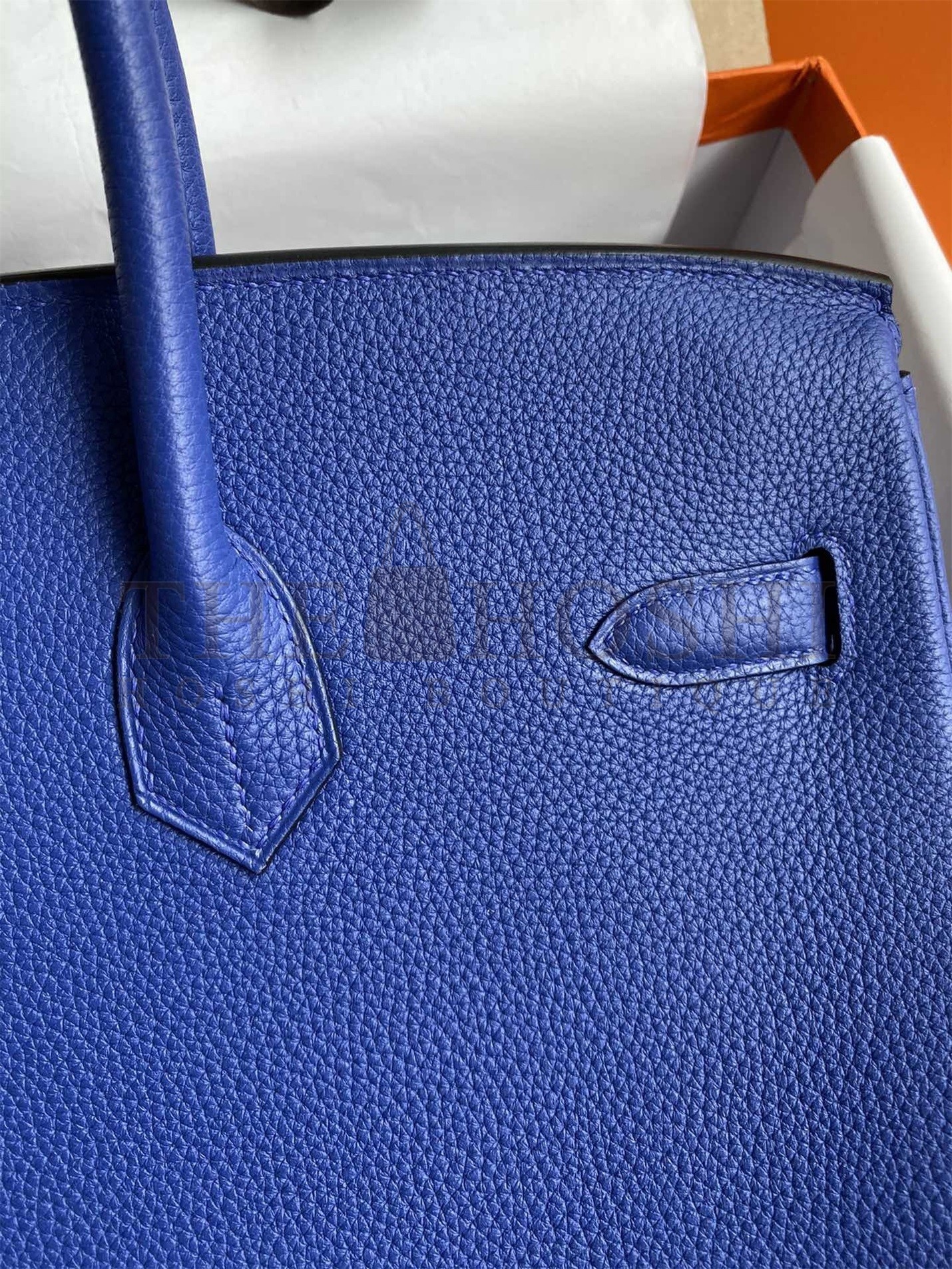 H**me5 Birkin 35 Retourne Handmade Bag In Blue Electric Clemence Leather Master Quality