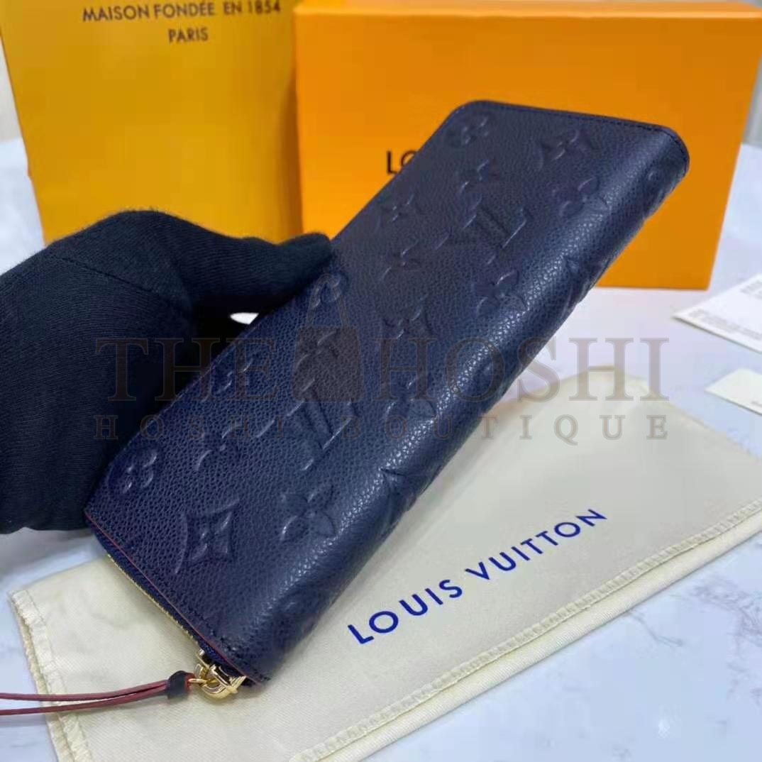 L0vis Vvtt0n LV Unisex Clémence Wallet Marine Rouge Monogram Empreinte Embossed S*pple Grained Cowhide Master Quality