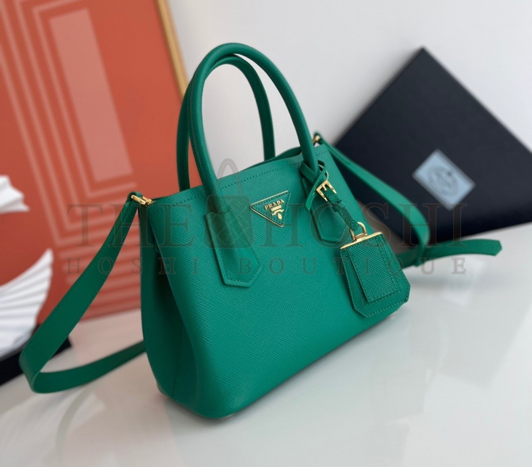 Pra*a Double Mini Bag In Green Saffiano Leather Master Quality