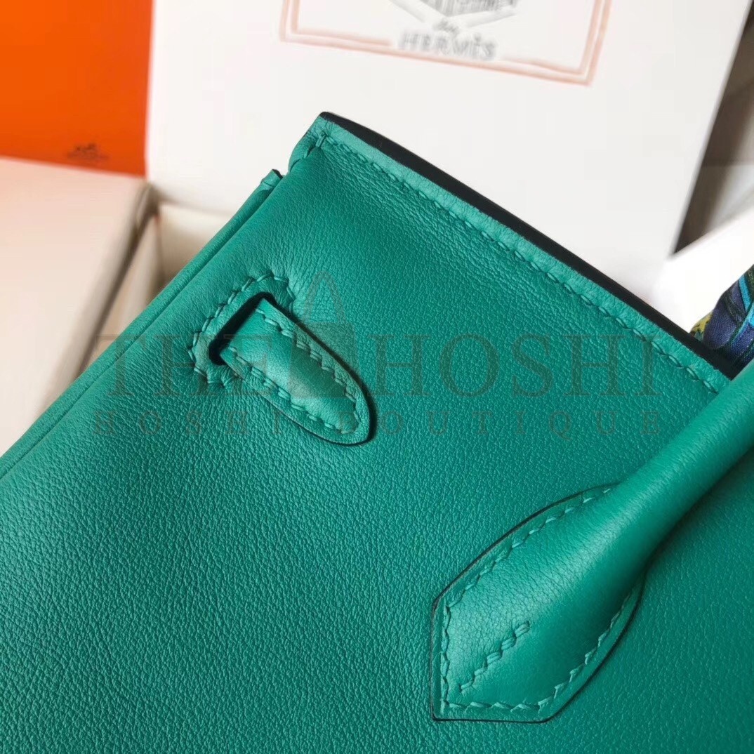 H**me5 Malachite Birkin 25cm Swift Handmade Bag Master Quality