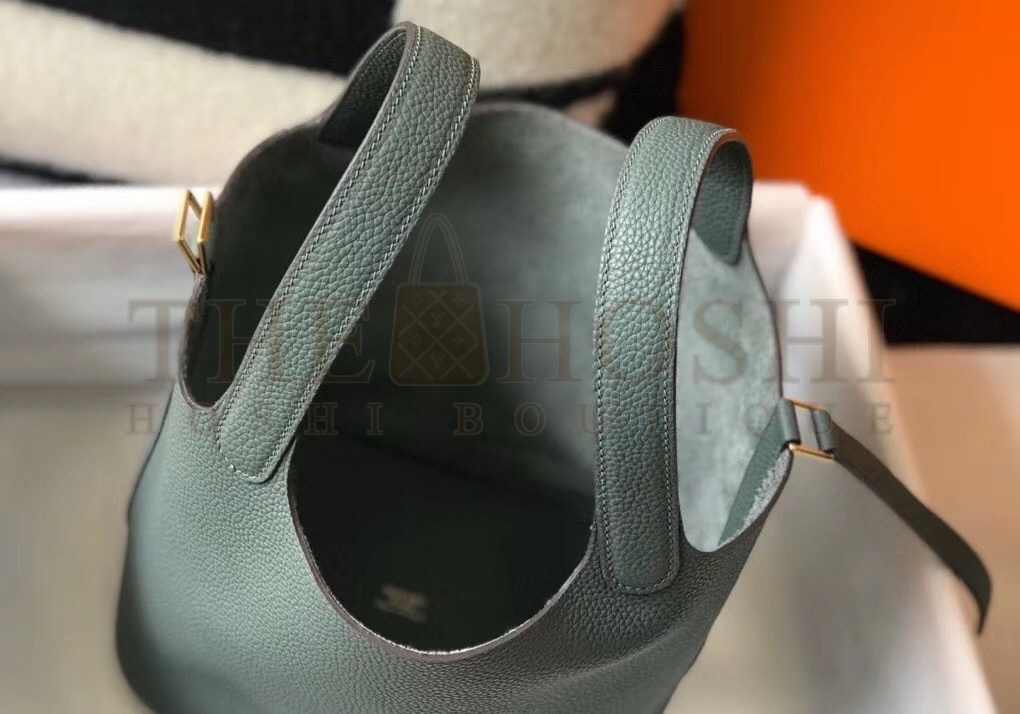 H**me5 Vert Amande Picotin Lock MM 22cm Handmade Bag Master Quality