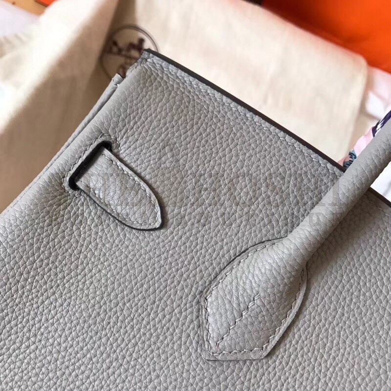 H**me5 Pearl Grey Birkin 30cm Clemence Handmade Bag Master Quality