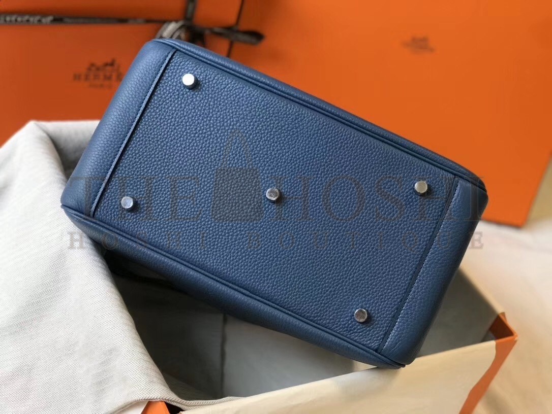 H**me5 Lindy 30cm Bag In Blue Agate Clemence Leather Master Quality