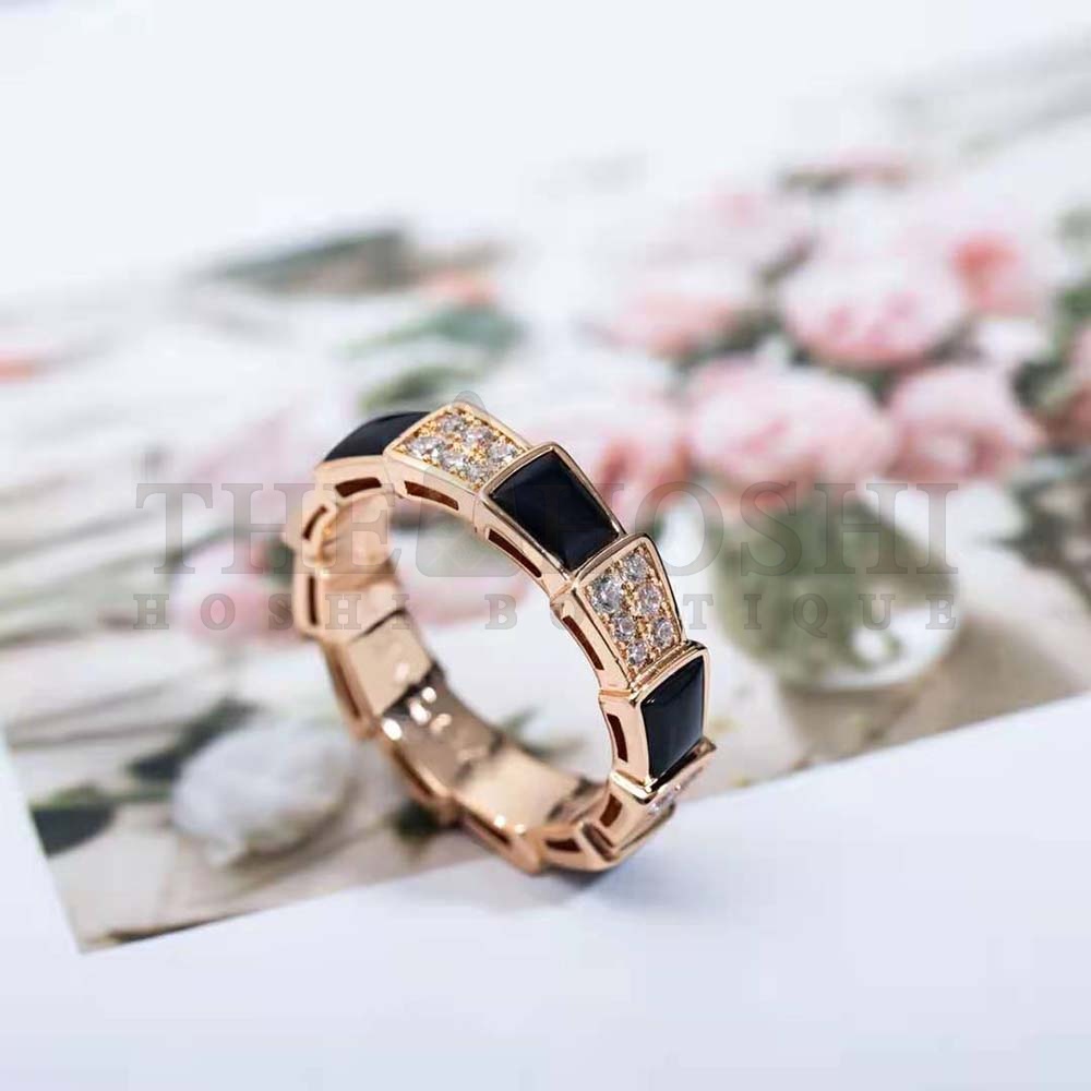 Bv1g*ai Women Serpenti Viper Band Ring in 18 KT Rose Gold-Black Master Quality