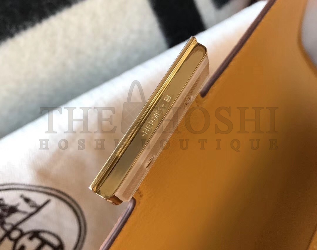 H**me5 Constance 18cm Bag In Yellow Embossed Crocodile Master Quality