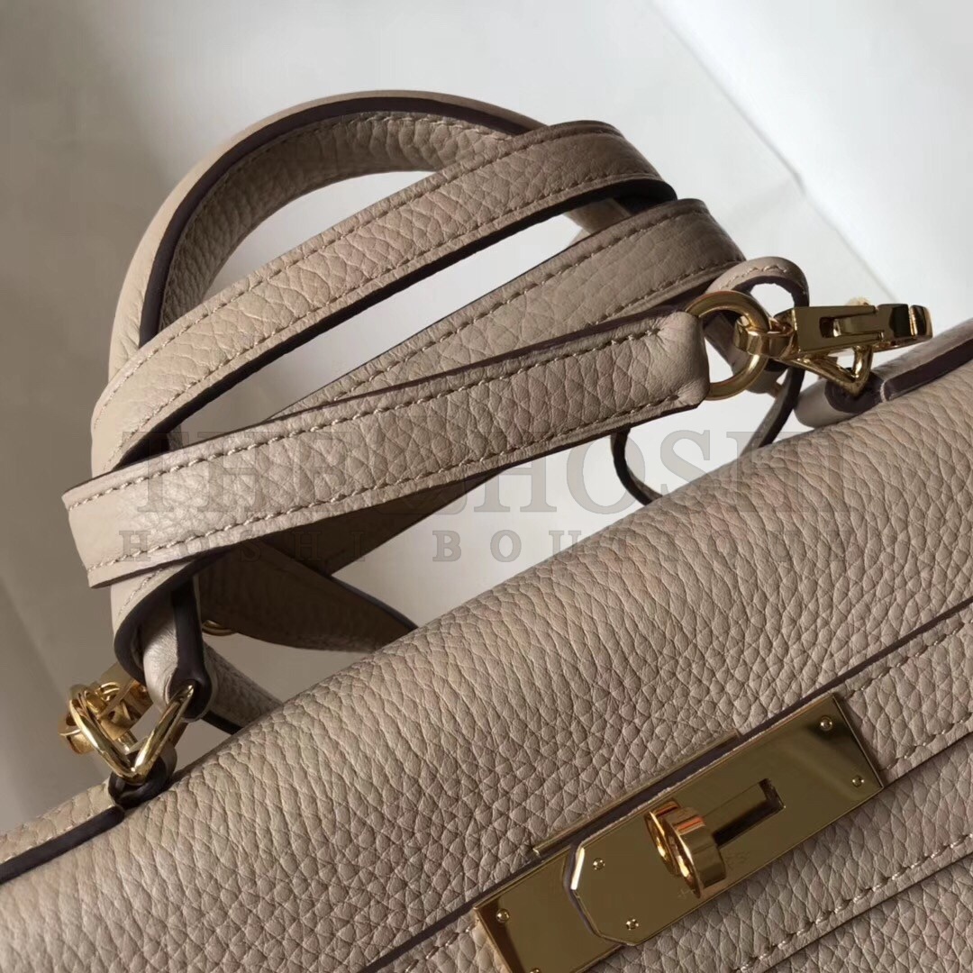 H**me5 Kelly 28cm Retourne Bag In Argile Clemence Leather Master Quality