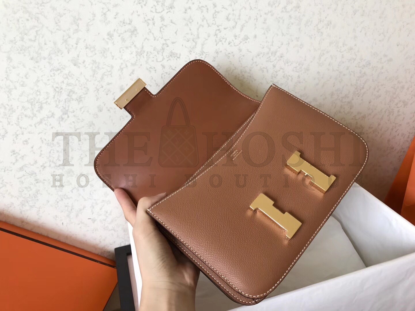 H**me5 Epsom Constance 24cm Brown Handmade Bag Master Quality