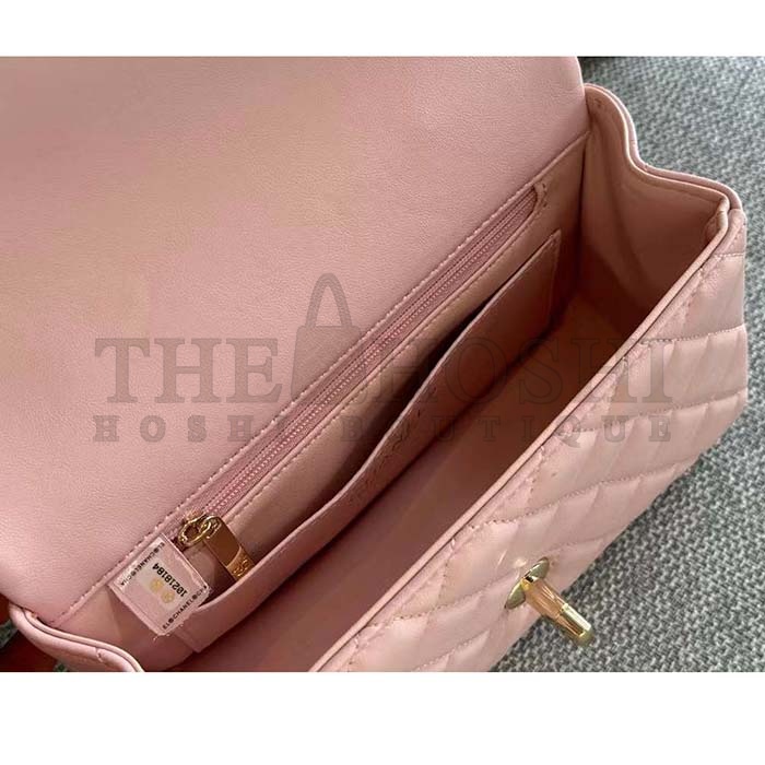 Ch**el Women CC Mini Flap Bag Top Handle Lambskin Resin Light Pink Master Quality