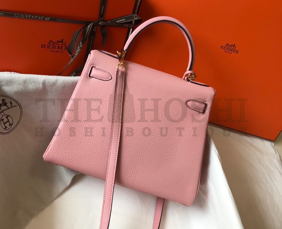 H**me5 Kelly 25cm Retourne Bag in Pink Clemence Leather GHW Master Quality