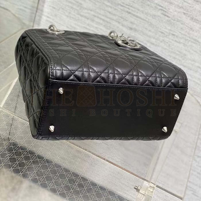 D10r Women CD Medium Lady D10r Bag Black Cannage Lambskin Silver Master Quality