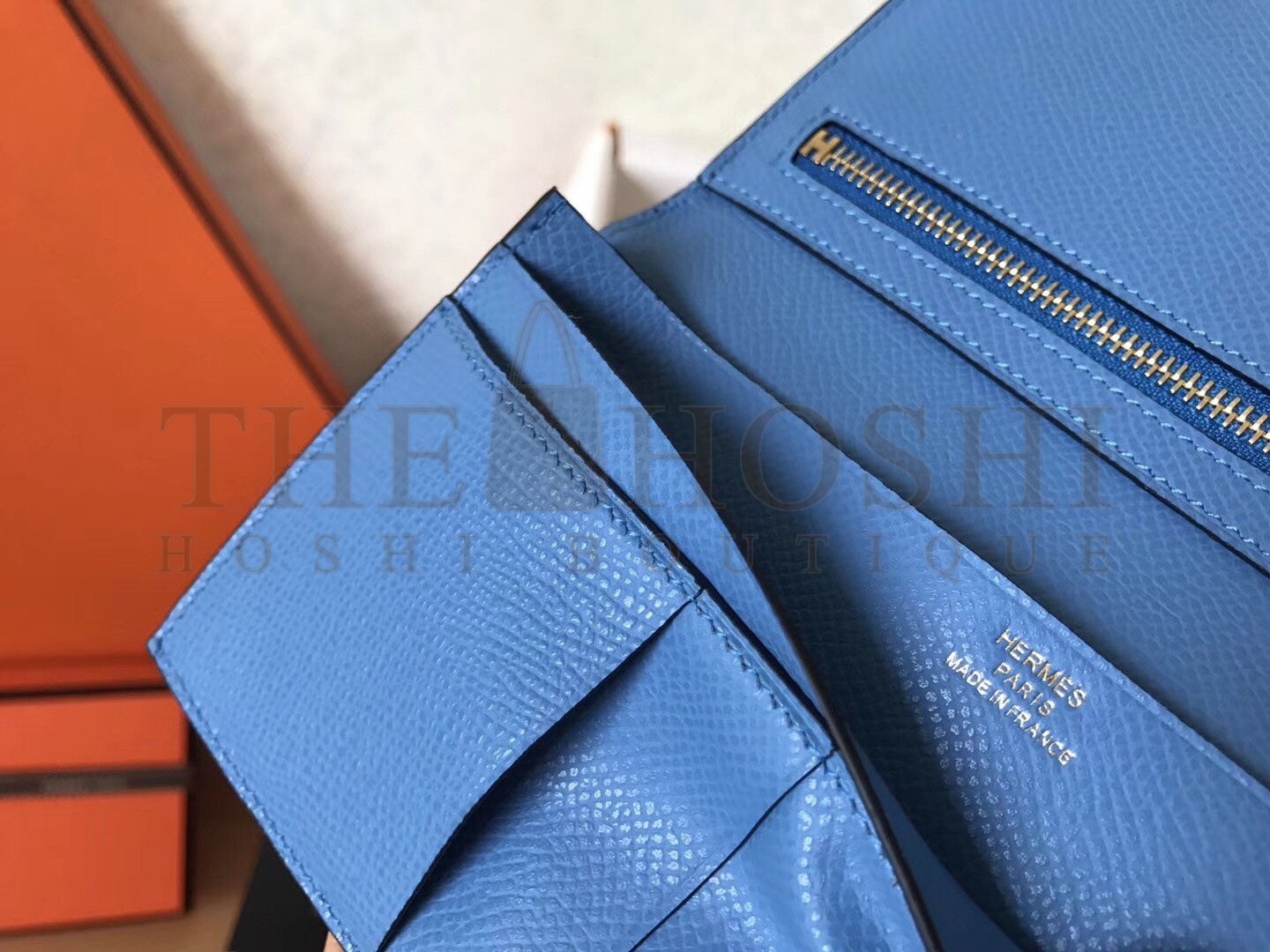 H**me5 Blue Jean Epsom Bearn Gusset Wallet Master Quality