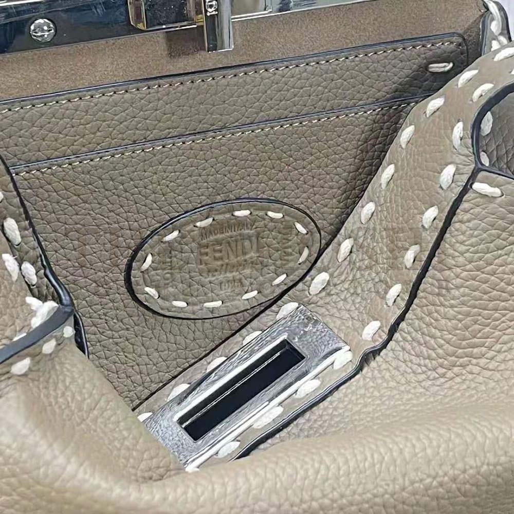 F**di Women Peekaboo Iseeu Small Gray Full Grain Leather Bag Master Quality