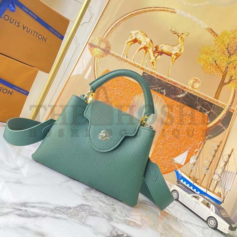 L0vis Vvtt0n LV Women Capucines Mini Handbag Vert D’eau Green Taurillon Leather Master Quality