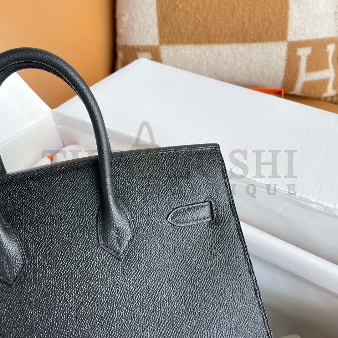 H**me5 Birkin 25 Sellier Handmade Bag In Black Epsom Calfskin Master Quality