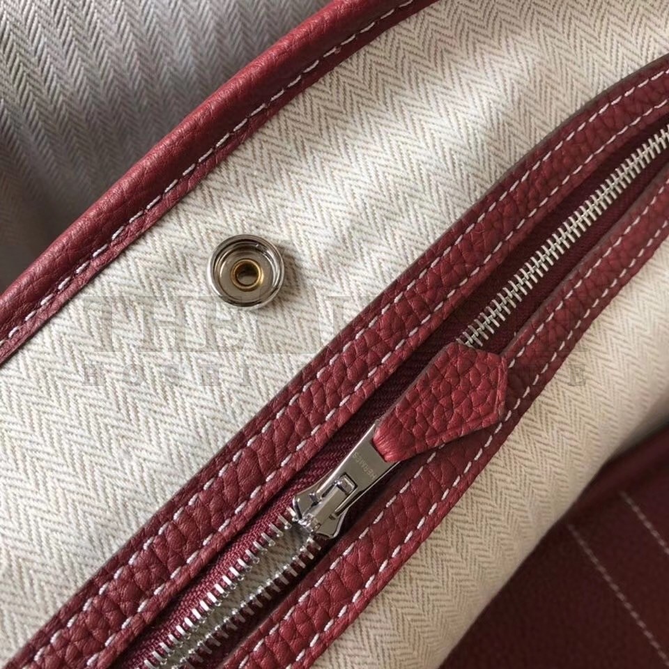H**me5 Garden Party 30 Bag In Bordeaux Clemence Leather Master Quality