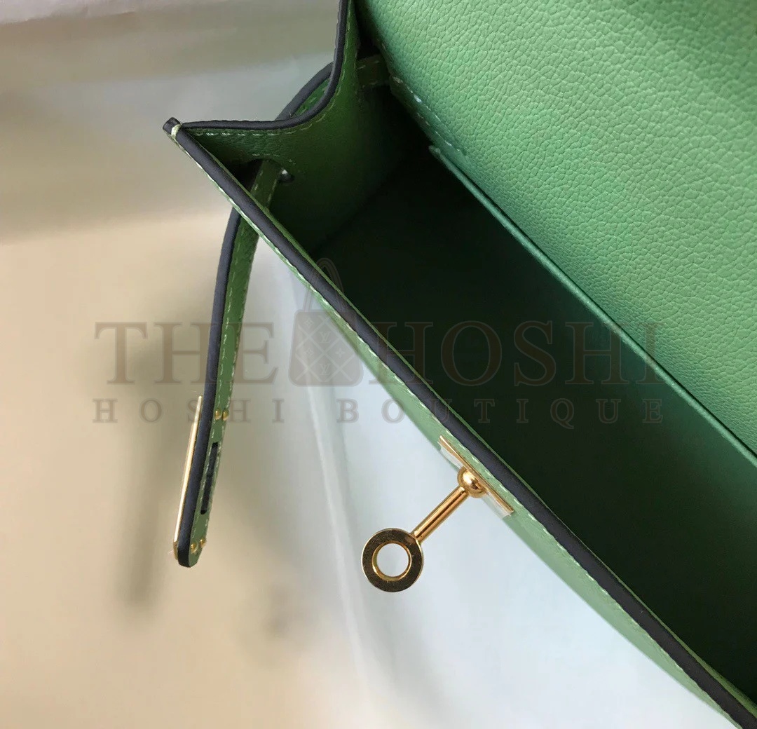 H**me5 Kelly Mini II Sellier Bag In Vert Criquet Epsom Leather GHW Master Quality