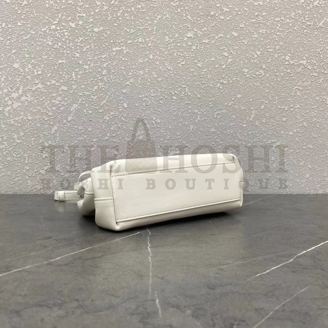 B0tt*ga Ven*ta Small Point Top Handle Bag In White Leather Master Quality