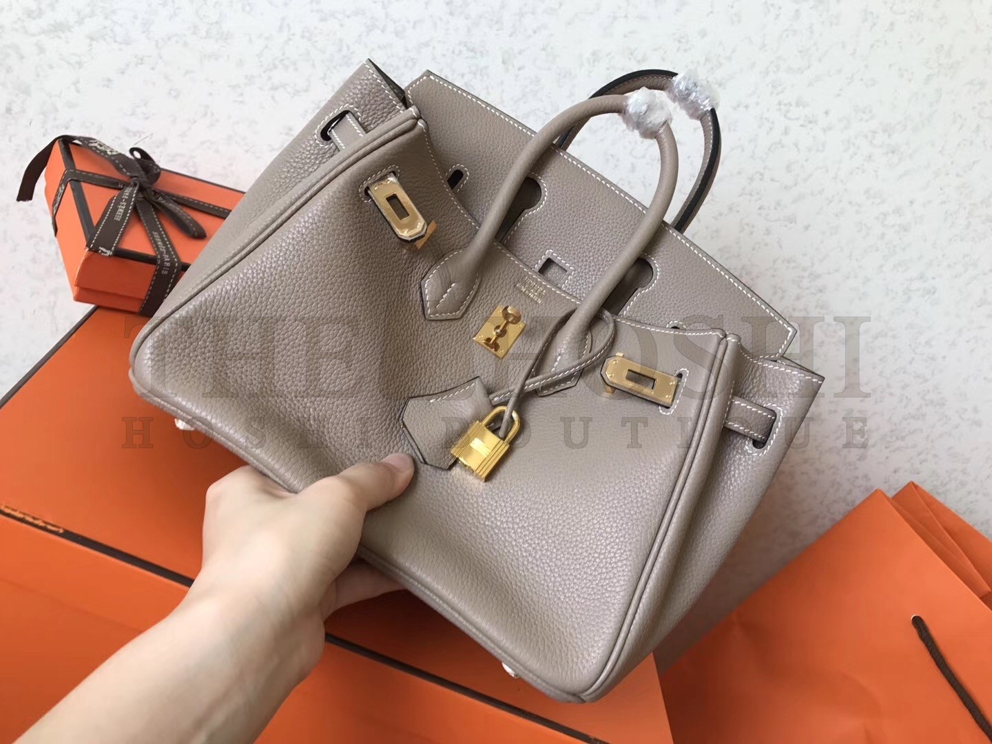 H**me5 Grey Birkin 25cm Clemence Handmade Bag Master Quality