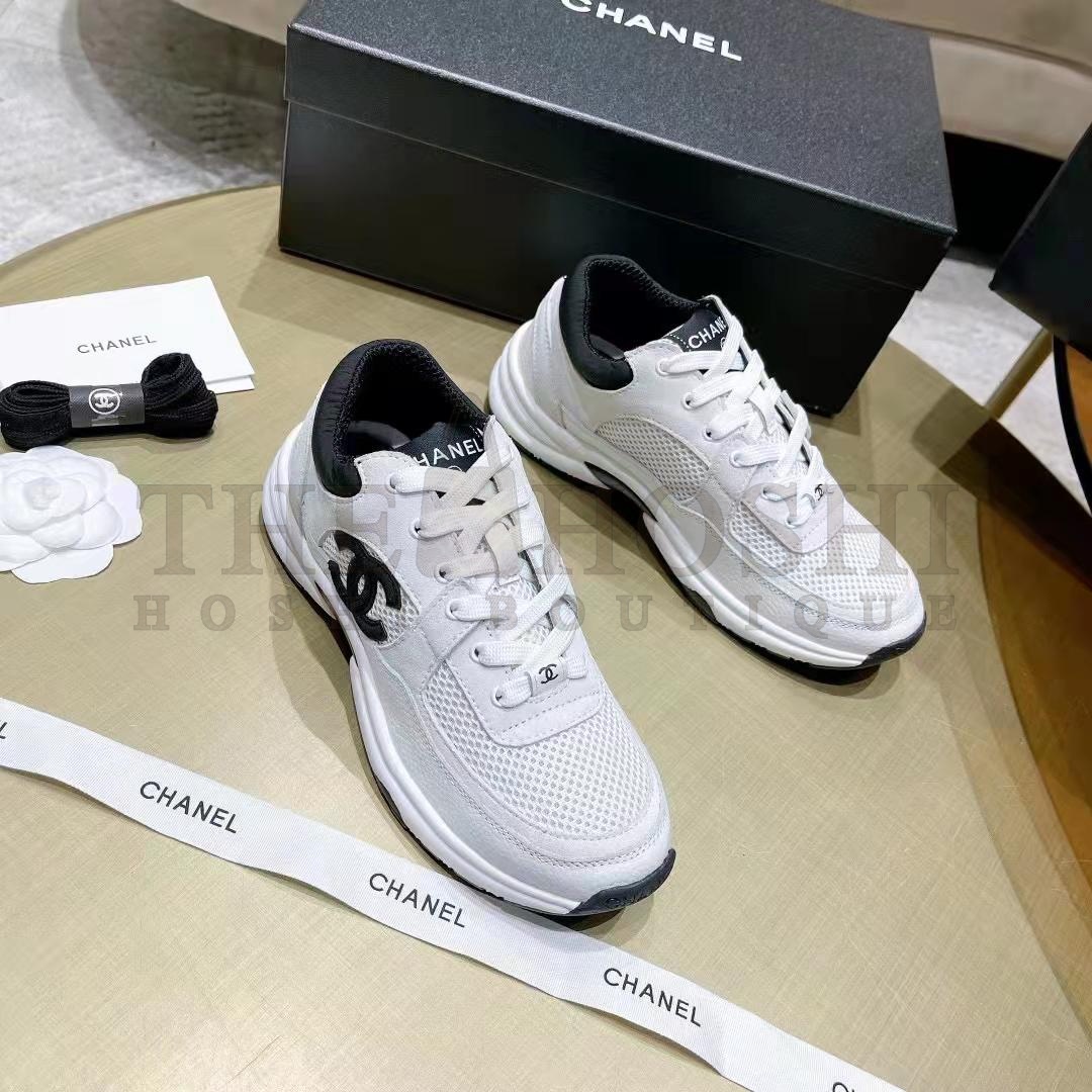 Ch**el sneaker real leather trainer CC Women Calfskin & Mixed Fibers Sneakers White shoes Master Quality
