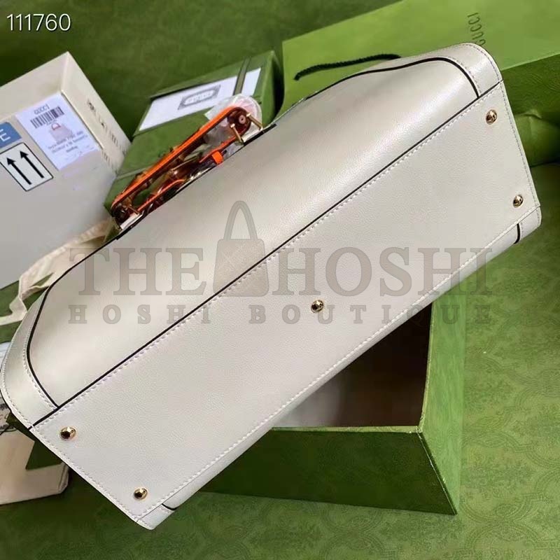 Gvc*1 Women Gvc*1 Diana Medium Tote Bag Double G ivory White Leather Bamboo Handles Master Quality