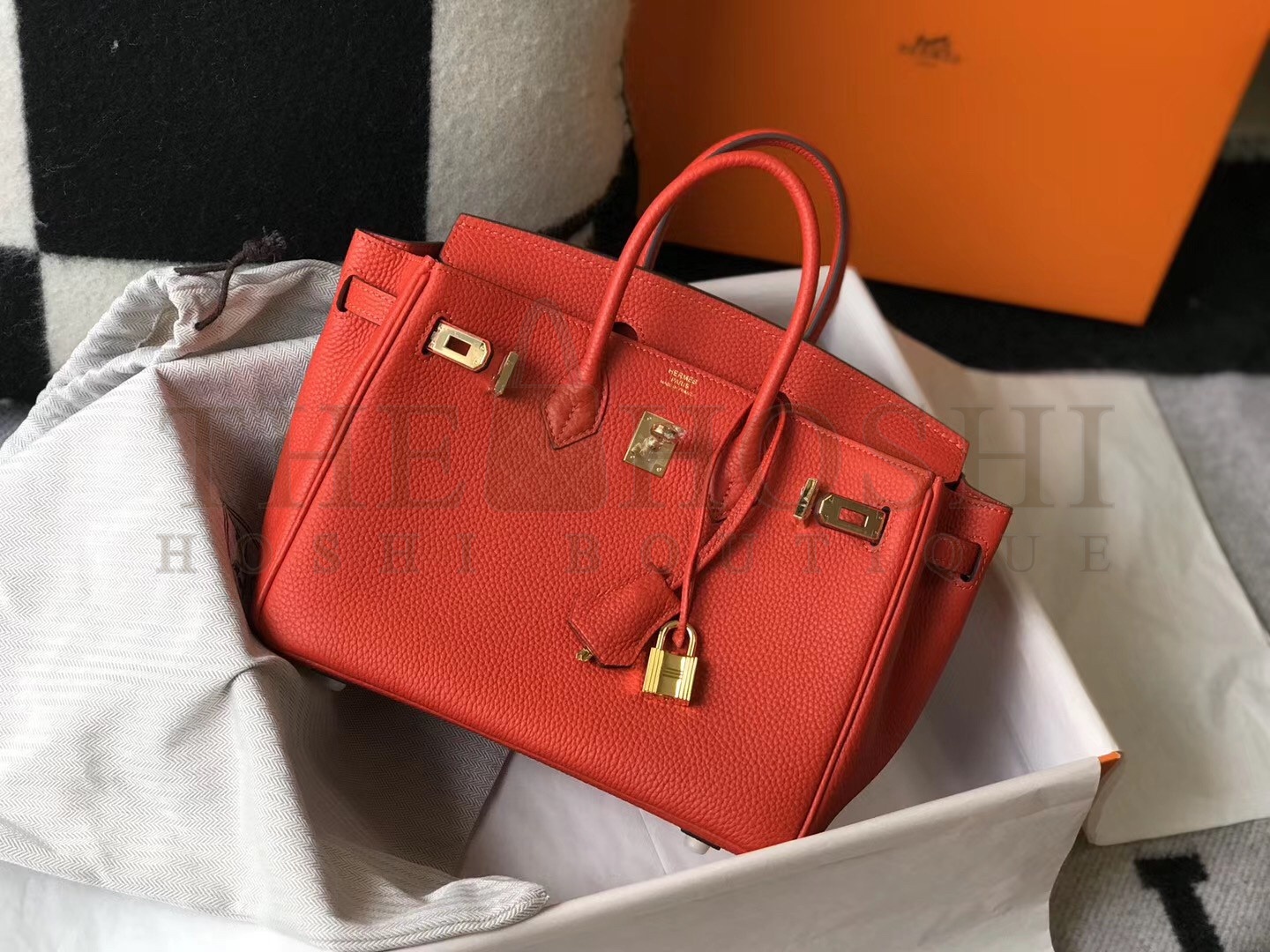H**me5 Birkin 25 Bag In Red Clemence Leather with GHW Master Quality