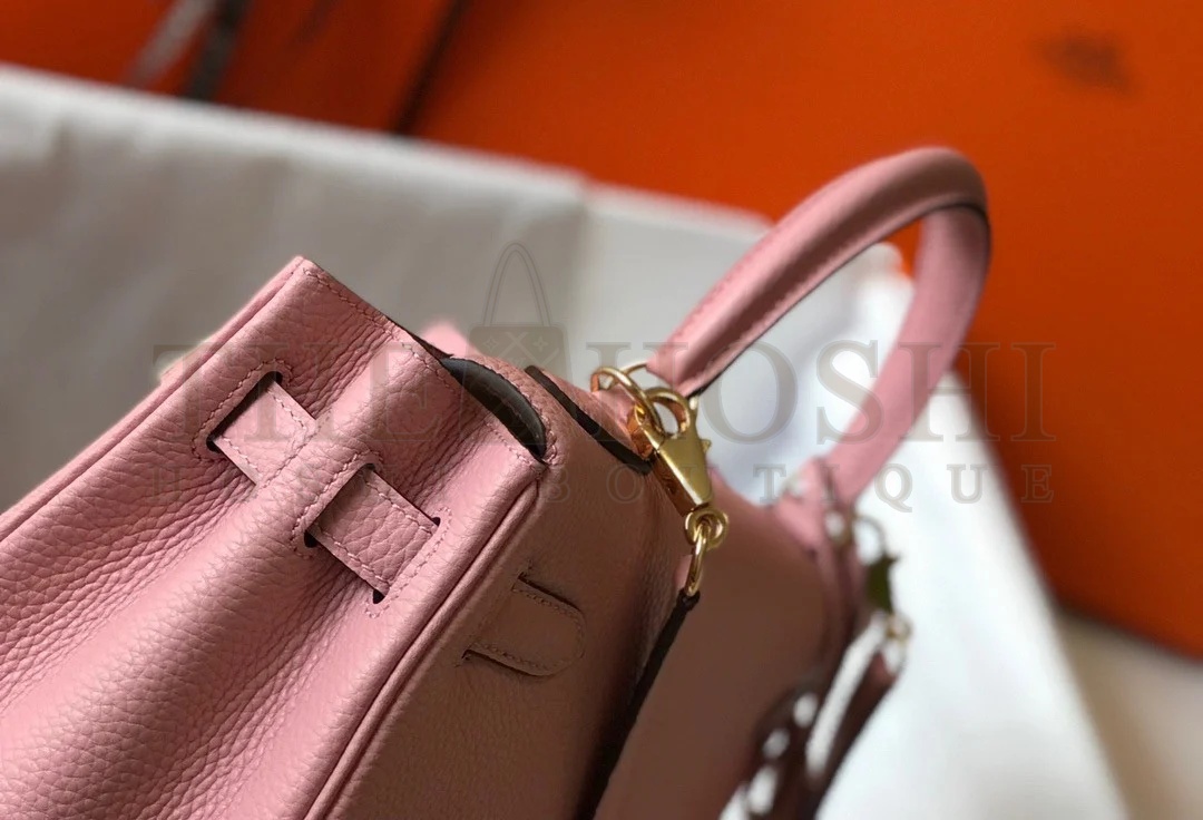 H**me5 Kelly 25cm Retourne Bag in Pink Clemence Leather GHW Master Quality