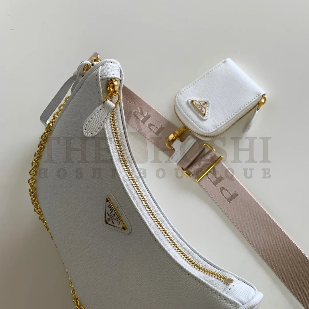 Pra*a Re-Edition 2005 Shoulder Bag In White Saffiano Leather Master Quality
