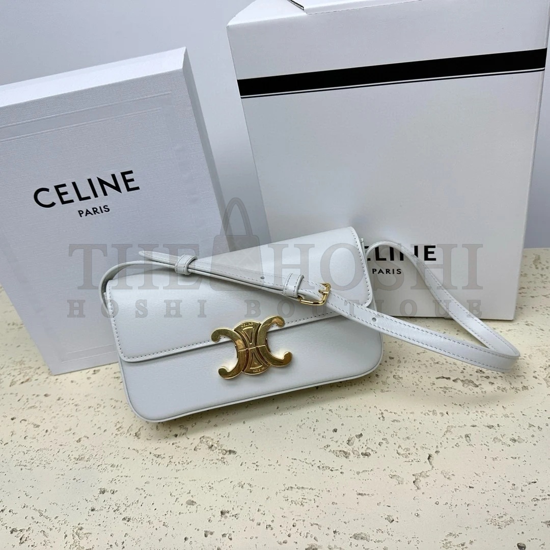 Ce1i*e Claude Shoulder Bag in White Calfskin Master Quality