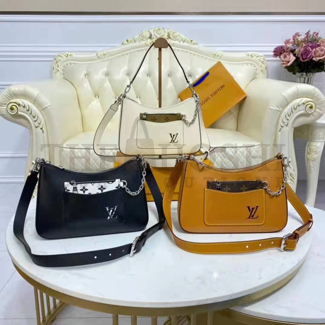 L0vis Vvtt0n LV Women Marelle Handbag Beige Epi Grained Cowhide Leather Canvas Master Quality