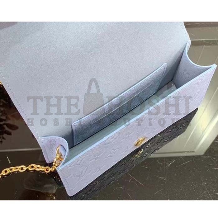L0vis Vvtt0n LV Women Wallet On Chain Lily Blue Hour Monogram Empreinte Embossed S*pple Grained Cowhide Leather Master Quality
