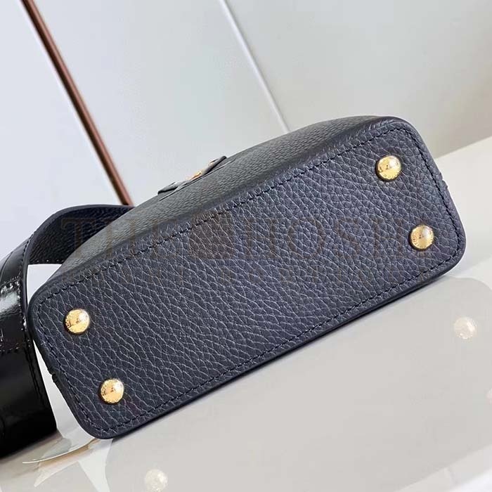 L0vis Vvtt0n LV Women Capucines Mini Handbag Black Taurillon Cowhide Leather Master Quality