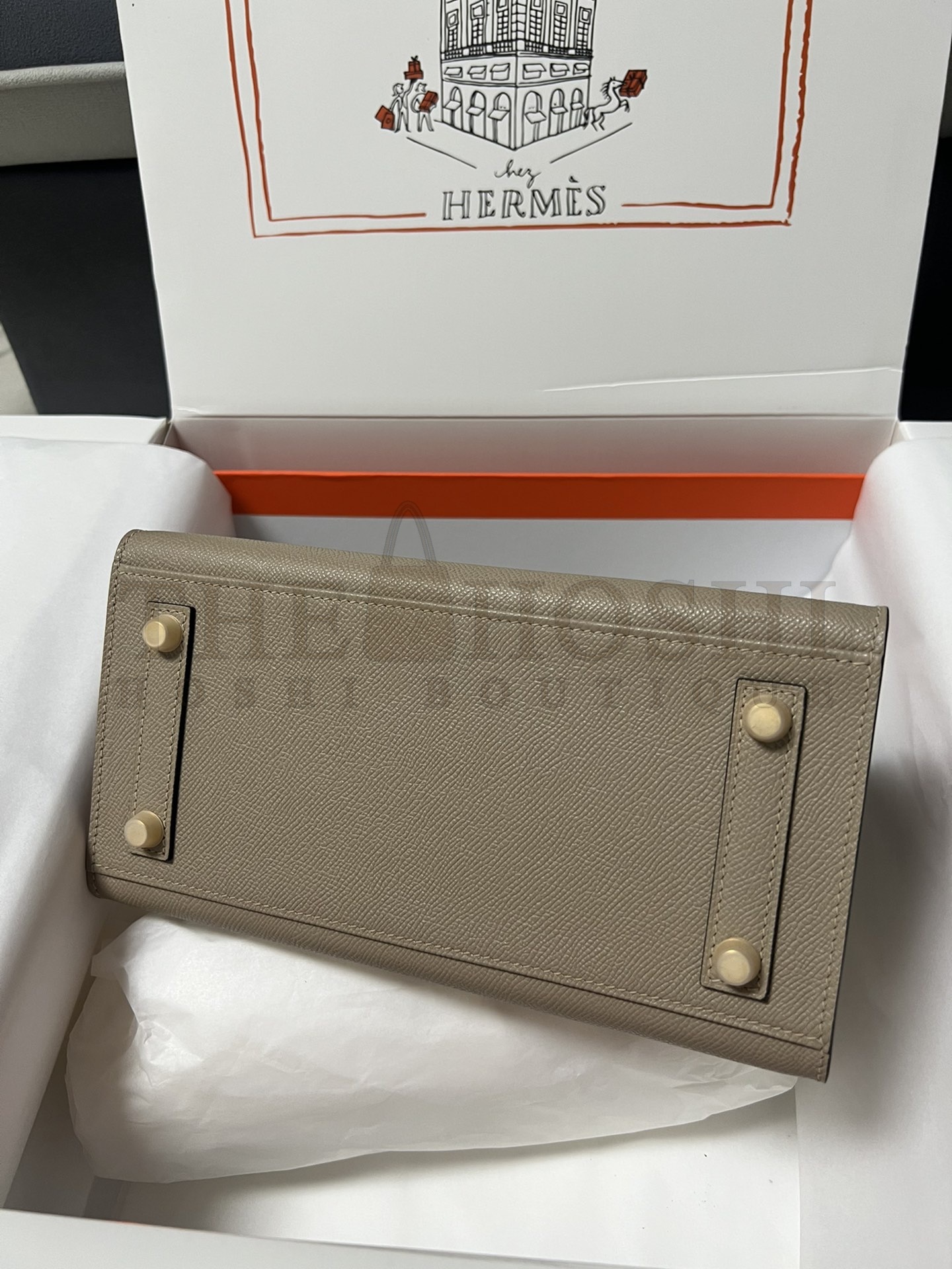 H**me5 Birkin 25 Retourne Handmade Bag In Taupe Epsom Calfskin Master Quality