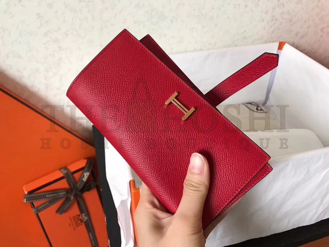 H**me5 Red Epsom Bearn Gusset Wallet Master Quality