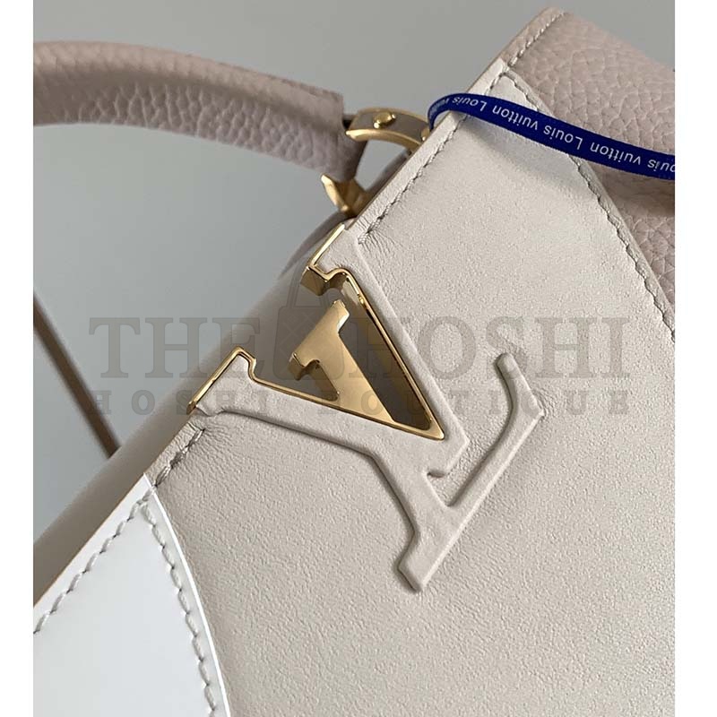 L0vis Vvtt0n LV Women Capucines BB Handbag Beige Taurillon Patent Leather Smooth Calfskin Master Quality