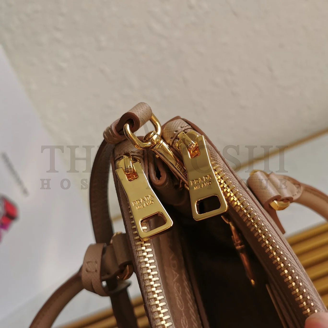 Pra*a Mini Galleria Bag In Beige Saffiano Leather Master Quality