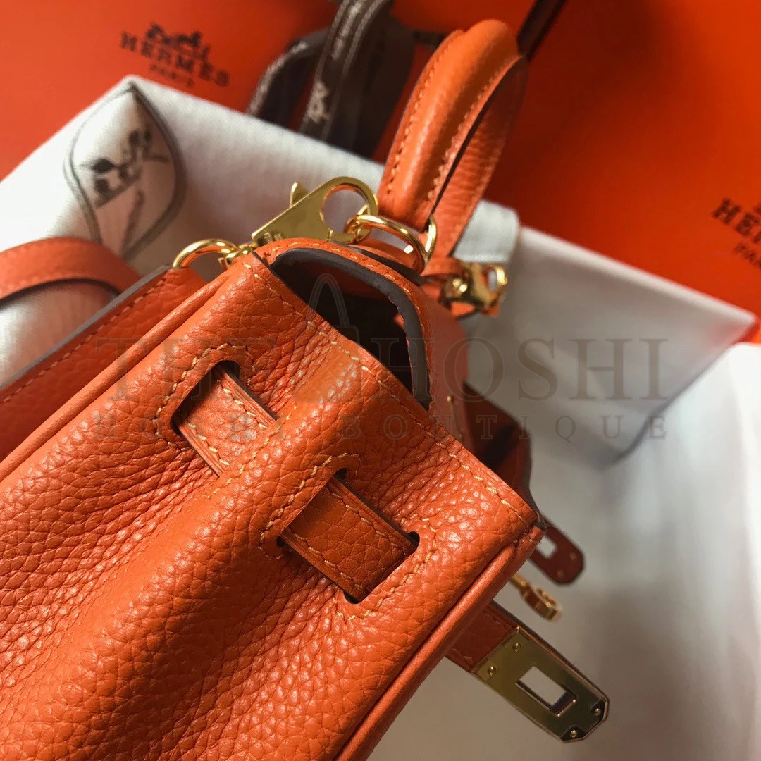 H**me5 Kelly 20cm Bag In Orange Clemence Leather GHW Master Quality