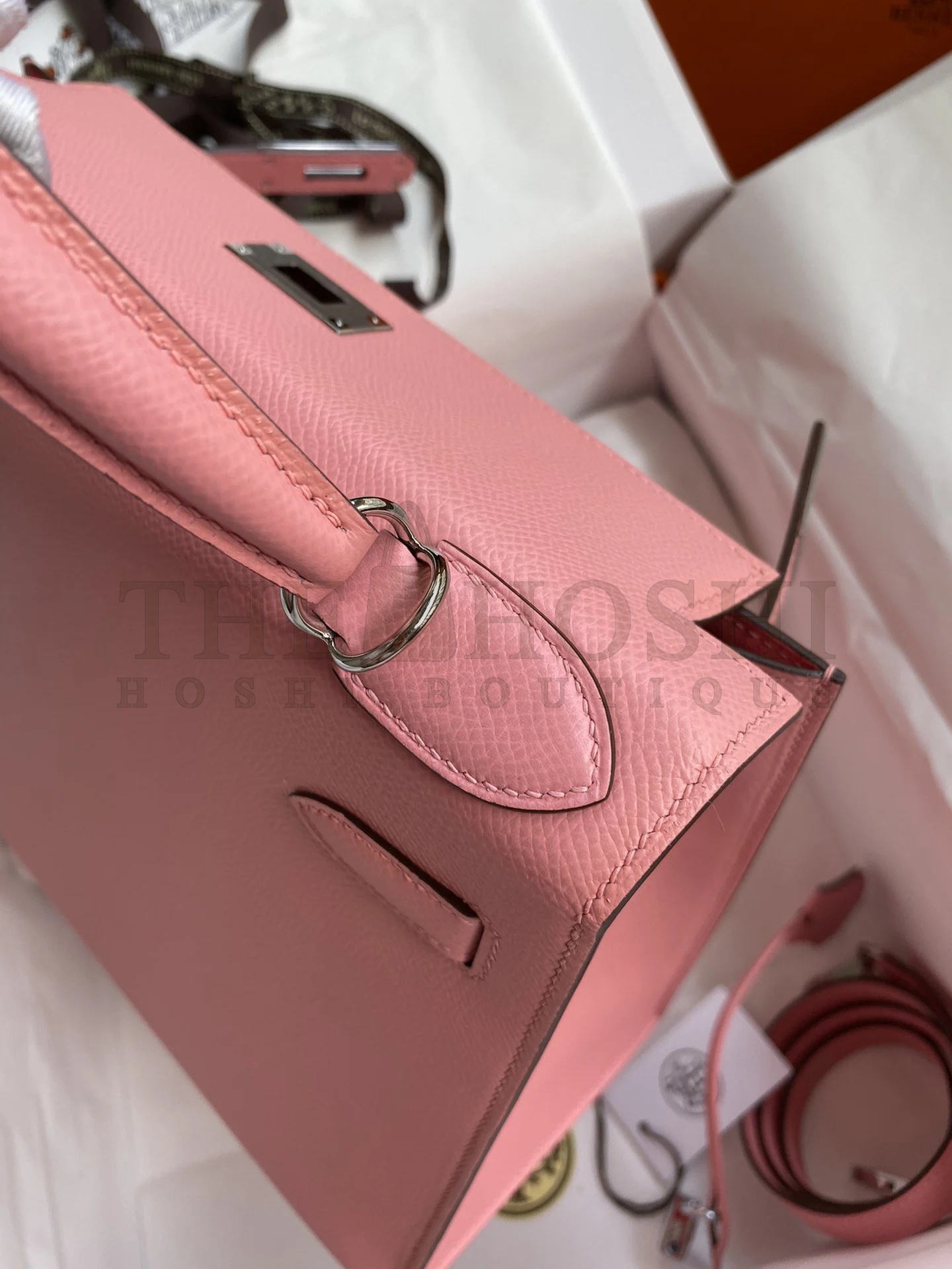 H**me5 Kelly Sellier 28 Handmade Bag In Rose Confetti Epsom Calfskin Master Quality