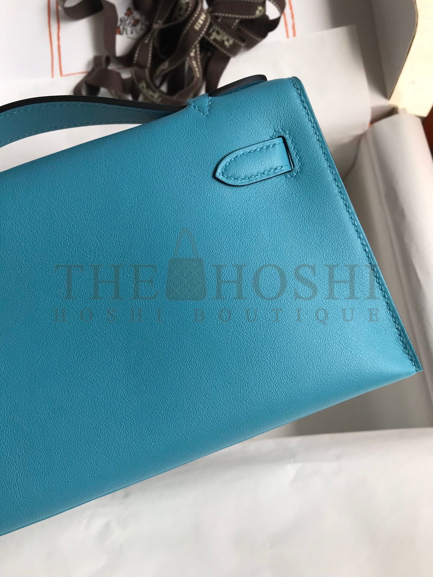 H**me5 Kelly Pochette Handmade Bag In Blue du Nord Swift Calfskin Master Quality