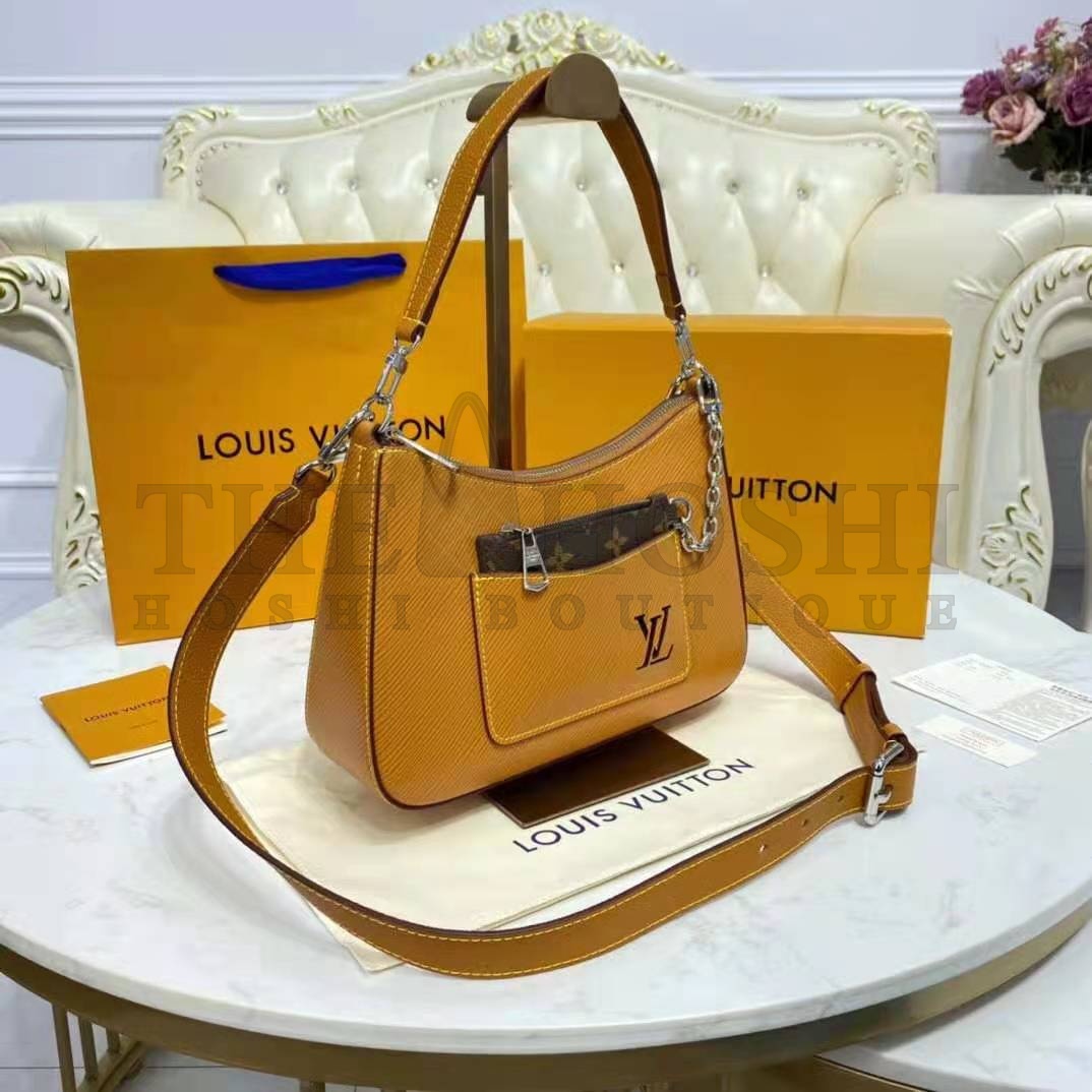 L0vis Vvtt0n LV Women Marelle Handbag Honey Gold Epi Grained Cowhide Leather Canvas Master Quality