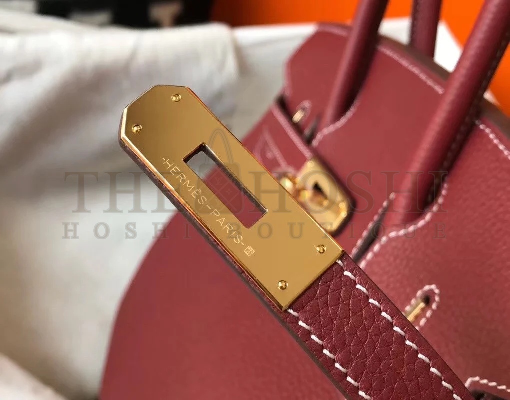 H**me5 Birkin 25 Bag In Bordeaux Clemence Leather with GHW Master Quality
